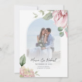 Blush roze bloemenboog elegante bruiloft save the date (Voorkant)