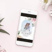 Blush roze bloemenboog elegante bruiloft save the date