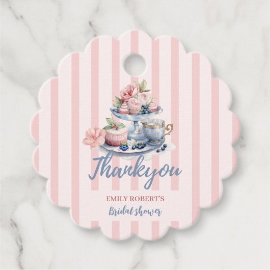  blush roze bloemenbruids theefeest bedankjes labels (Voorkant)