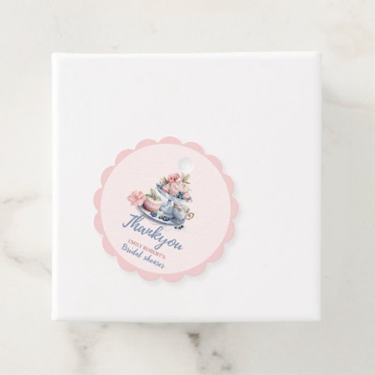  blush roze bloemenbruids theefeest bedankjes labels (In situ)