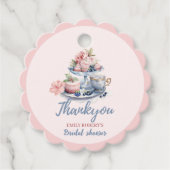  blush roze bloemenbruids theefeest bedankjes labels (Voorkant)