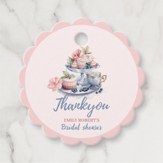 blush roze bloemenbruids theefeest bedankjes labels (Voorkant)