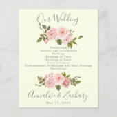 Blush roze bloemenbruiloft ceremonie programma (Voorkant)