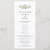 Blush roze bloemenbruiloft ceremonie programma programmakaart (Voorkant)