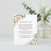 Blush roze bloemenbruiloft details kaart (Staand voorkant)
