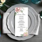 Blush roze bloemenbruiloft diner menu