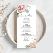 Blush roze bloemenbruiloft diner menu