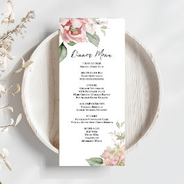 Blush roze bloemenbruiloft diner menu