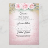Blush roze bloemenbruiloft informatie gast informatiekaartje (Voorkant)