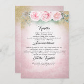 Blush roze bloemenbruiloft informatie gast informatiekaartje (Voorkant / Achterkant)