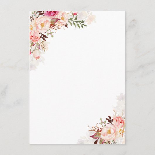 Blush roze bloemenbruiloft informatie gast informatiekaartje (Achterkant)