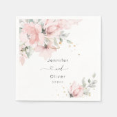 Blush roze bloemenbruiloft servet (Voorkant)