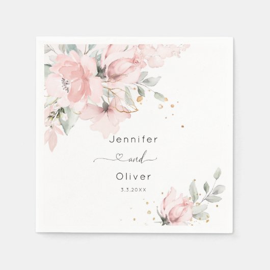 Blush roze bloemenbruiloft servet (Voorkant)