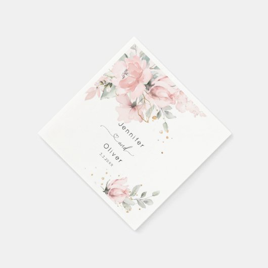 Blush roze bloemenbruiloft servet (Hoek)