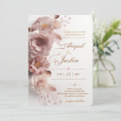 Blush roze bloemenbruiloft uitnodiging witte bloem (Staand voorkant)