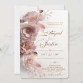 Blush roze bloemenbruiloft uitnodiging witte bloem (Voorkant)