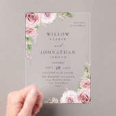 Blush roze bloemenbruiloft V2 Acryl Uitnodigingen (Insitu (Draagbaar))