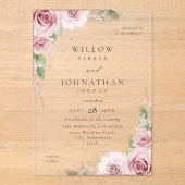 Blush roze bloemenbruiloft V2 Acryl Uitnodigingen (Voorkant)
