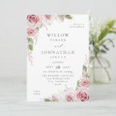 Blush roze bloemenbruiloft V2 Kaart (Staand voorkant)