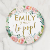 Blush roze bloemenchampagne Pop het gunst Bedankjes Labels (Voorkant)