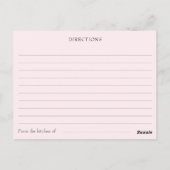 Blush roze bloemenchampagne recept voor de bruid briefkaart (Achterkant)