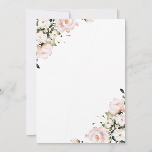 Blush roze bloemendoop gouden Lijst Kaart (Achterkant)