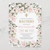 Blush roze bloemendoop Spaanse uitnodiging (Voorkant / Achterkant)