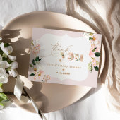 Blush roze bloemenelegant baby shower dank u kaart