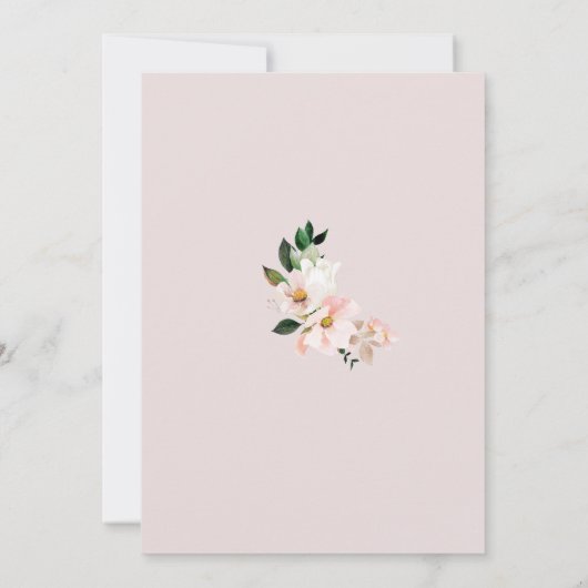 Blush roze bloemenelegante baby meisje douche kaart (Achterkant)