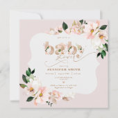 Blush roze bloemengoud folie baby girl shower kaart (Voorkant)