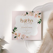 Blush roze bloemengoud folie baby girl shower kaart