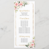 Blush roze bloemengoud geometrisch lijst Quinceane Programmakaart (Achterkant)