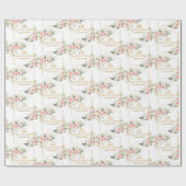 Blush roze bloemengoud gepersonaliseerd Quincenera Cadeaupapier (Vlak)