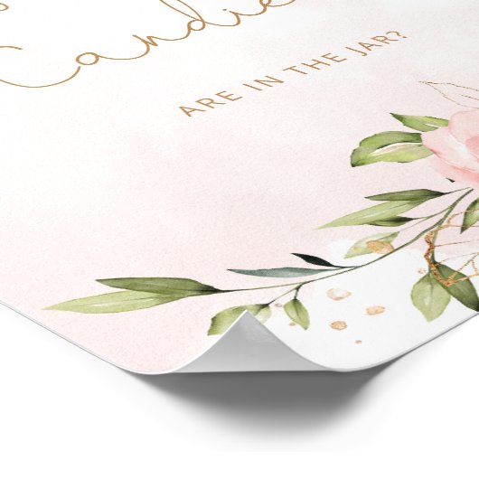 Blush roze bloemengoud raden hoeveel snoepjes poster (Hoek)