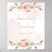 Blush roze bloemengoud raden hoeveel snoepjes poster (Voorkant)
