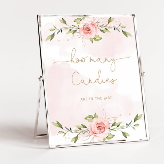 Blush roze bloemengoud raden hoeveel snoepjes poster