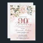 Blush roze bloemengoud roos boho 90ste verjaardag kaart<br><div class="desc">Blush roze floral roos gouden boho 90ste verjaardag,  Contacteer mij voor bijpassende items of voor maatwerk,  Blush Rozen ©</div>