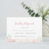 Blush roze bloemengrijze RSVP-kaarten RSVP Kaartje (Staand voorkant)