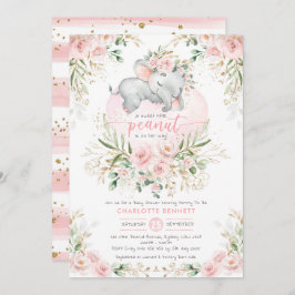 Blush roze bloemengroen olifant Baby shower Kaart