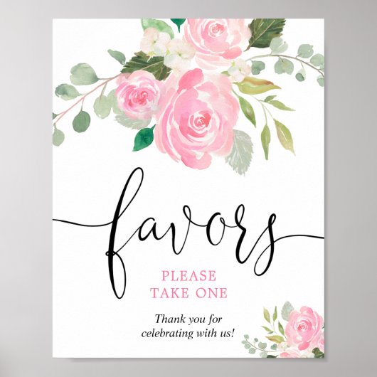 Blush roze bloemengunsten neem alsjeblieft één tek poster (Voorkant)