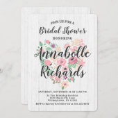 Blush roze bloemenhart bruids douche uitnodiging (Voorkant / Achterkant)