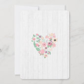 Blush roze bloemenhart bruids douche uitnodiging (Achterkant)