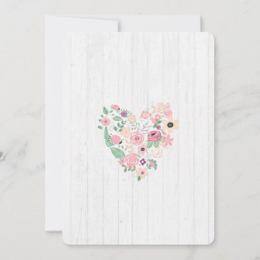 Blush roze bloemenhart bruids douche uitnodiging (Achterkant)