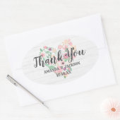Blush roze bloemenhart moderne bruiloft dank u ovale sticker (Envelop)