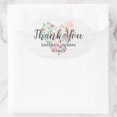 Blush roze bloemenhart moderne bruiloft dank u ovale sticker (Tas)