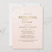 Blush roze bloemenkant bruiloft repetitie diner kaart (Voorkant)