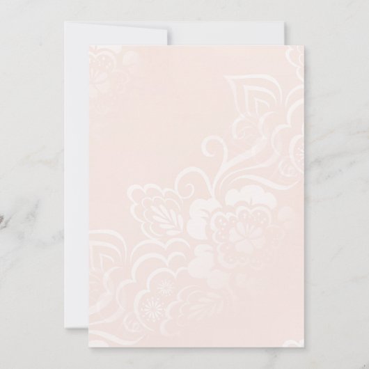 Blush roze bloemenkant bruiloft repetitie diner kaart (Achterkant)