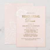 Blush roze bloemenkant bruiloft repetitie diner kaart (Voorkant / Achterkant)