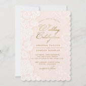 Blush roze bloemenkant bruiloft uitnodiging (Voorkant)