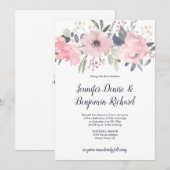 Blush roze bloemenkop bruiloft | kaart (Voorkant / Achterkant)